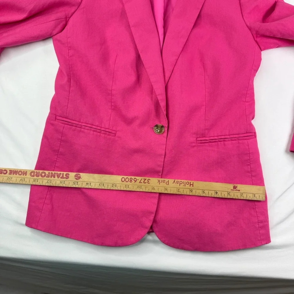 J.Crew Parke Blazer Bright Pink Linen Cotton Blend Single Button Jacket Womens
